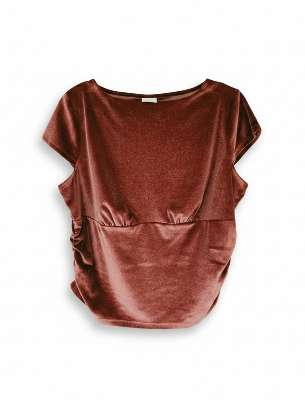 A New Day Maroon Velvet Cap Sleeve Top Large NWT